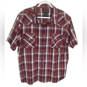 High Noon Red Plaid Pearl Snap Short Sleeve Western Casual Shirt Sz 2XL